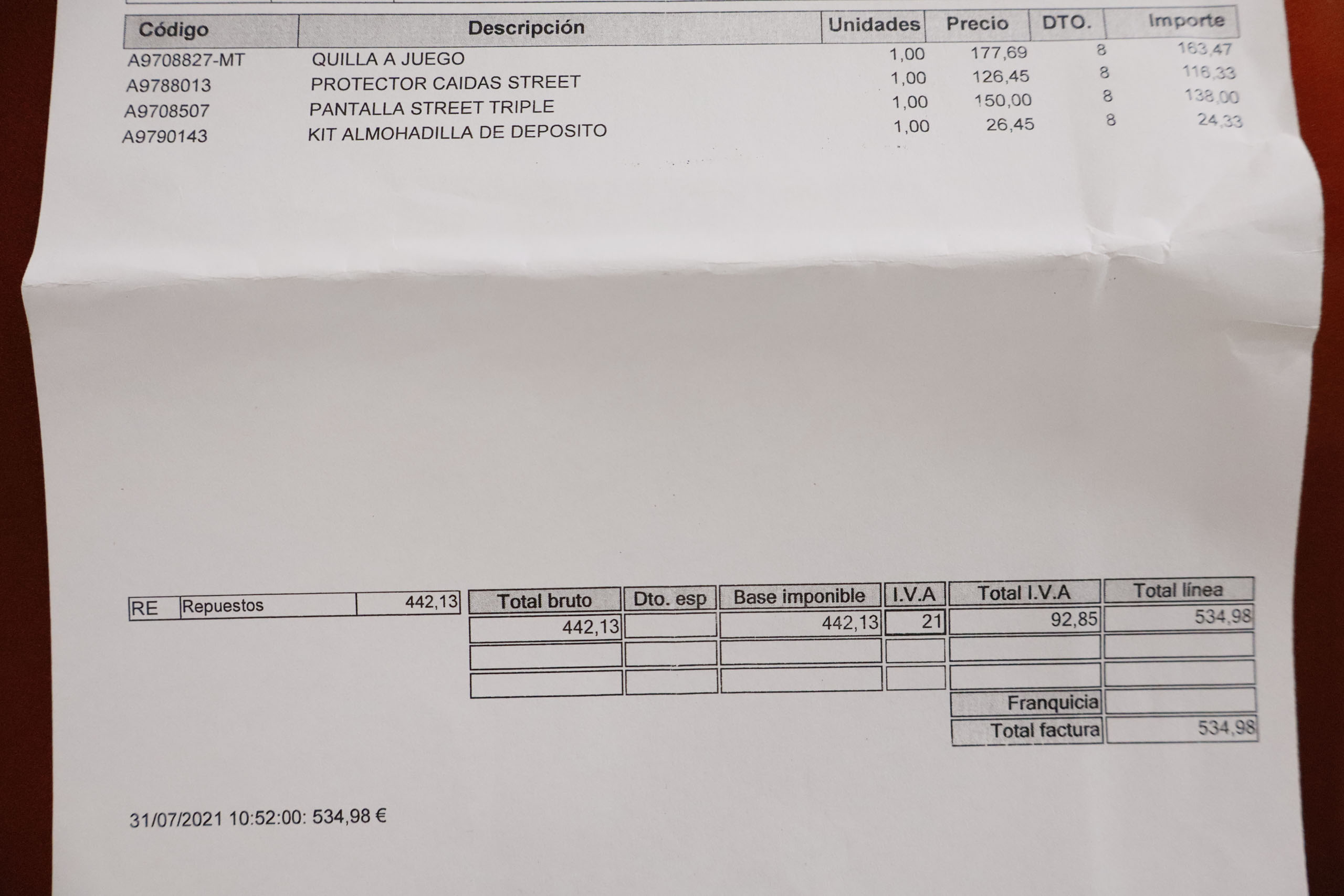 Triumph Street Triple 675 STREET TRIPLE R 765 120cv # QUILLA JUEGO,PANTALLA,KIT DEPOSITO foto 23