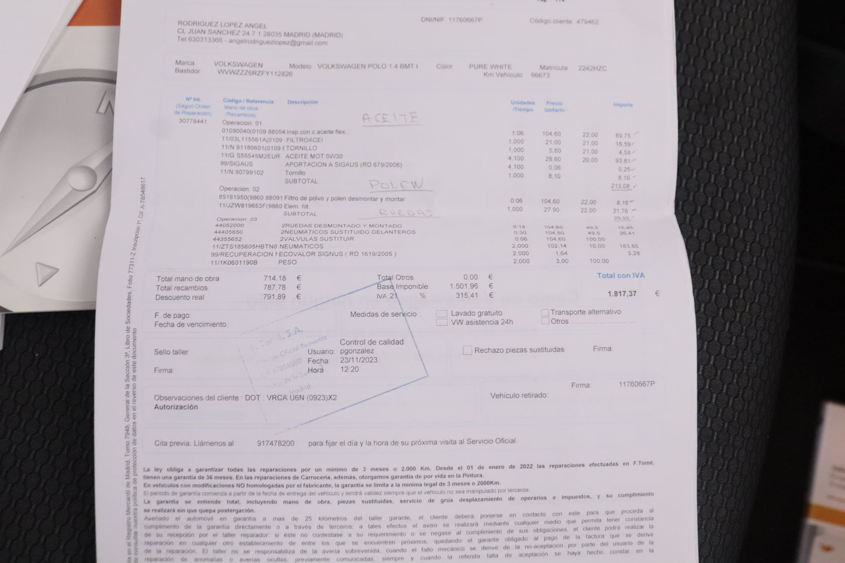 Volkswagen Polo 1.4 TDI ADVANCE DSG AUTO 90CV 5P # TECHO ELECTRICO, NAVY foto 50