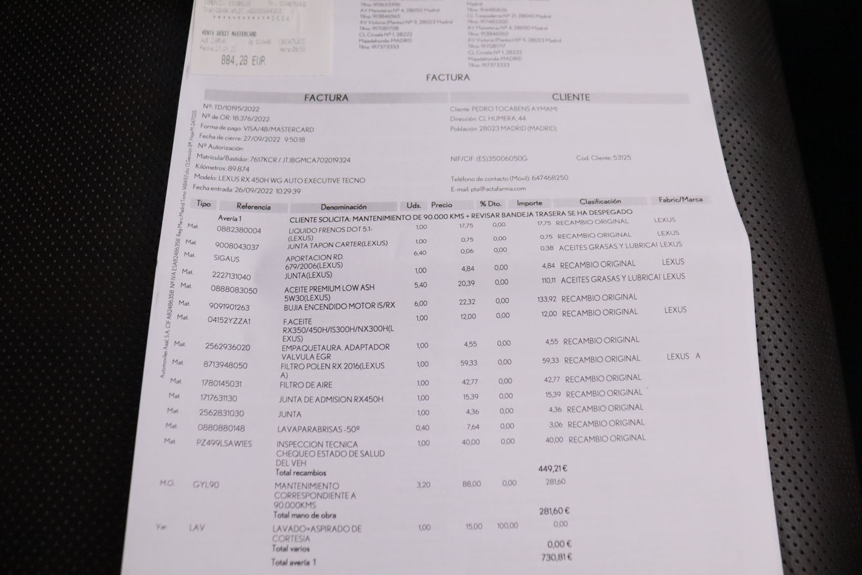 Lexus RX450H 3.5 HEV EXECUTIVE 4X4 AUTO 313CV 5P #CUERO, TECHO ELEC PANORAMICO, NAVY foto 29