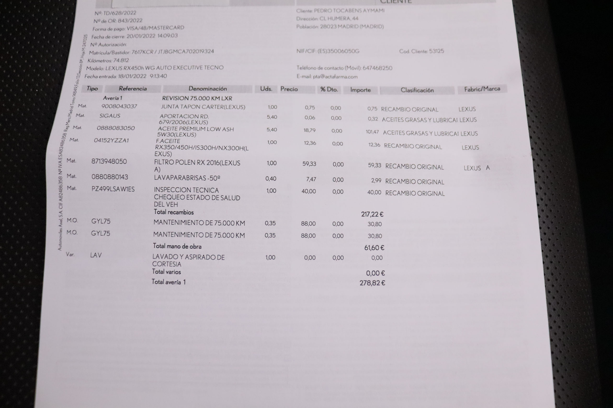 Lexus RX450H 3.5 HEV EXECUTIVE 4X4 AUTO 313CV 5P #CUERO, TECHO ELEC PANORAMICO, NAVY foto 35