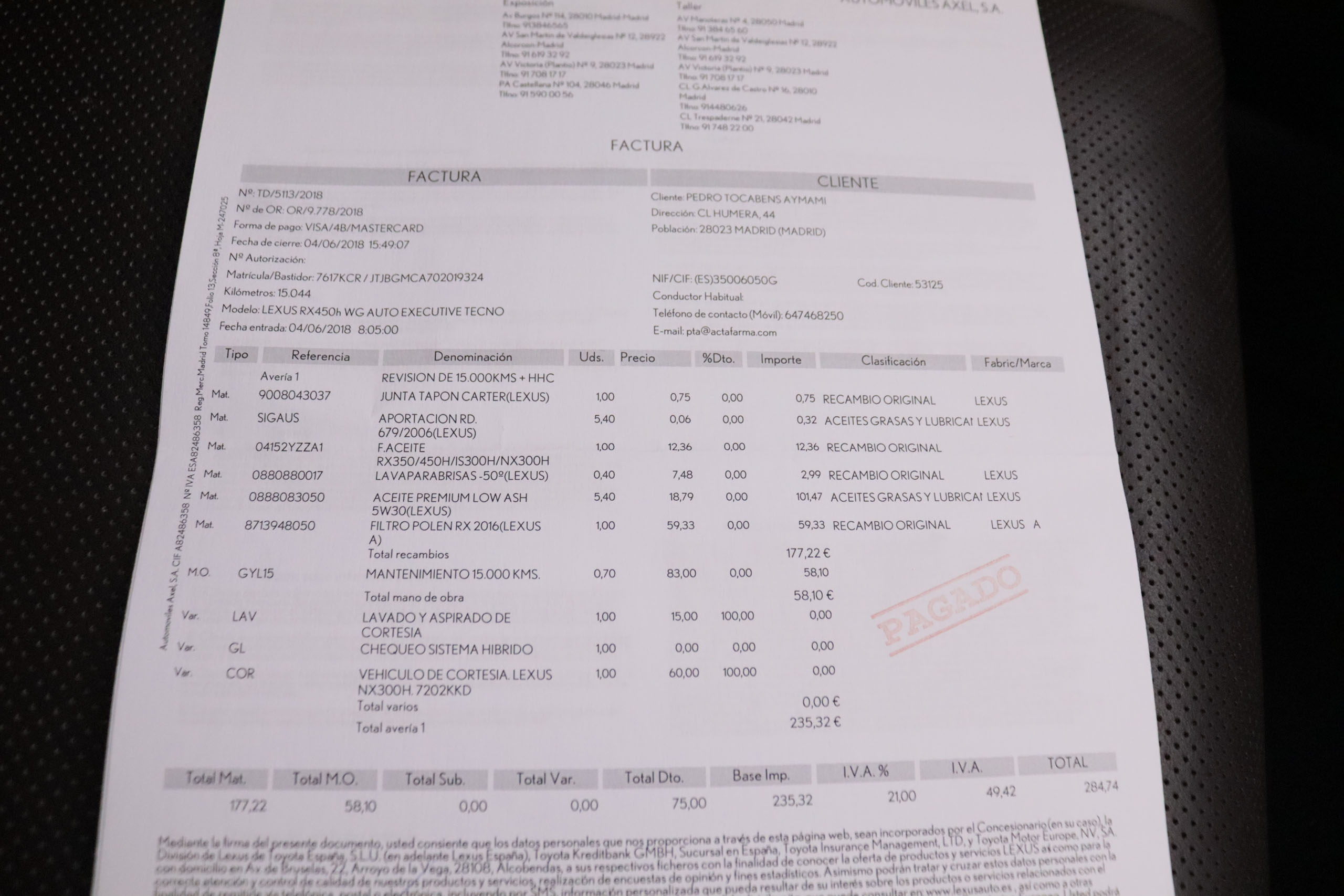 Lexus RX450H 3.5 HEV EXECUTIVE 4X4 AUTO 313CV 5P #CUERO, TECHO ELEC PANORAMICO, NAVY foto 40