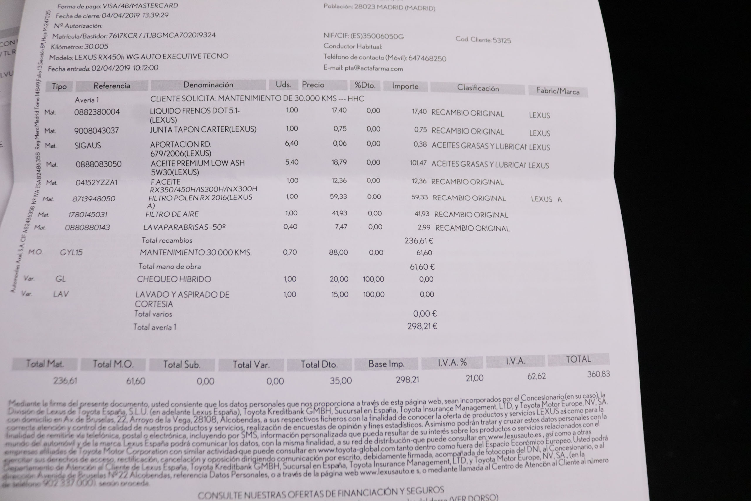 Lexus RX450H 3.5 HEV EXECUTIVE 4X4 AUTO 313CV 5P #CUERO, TECHO ELEC PANORAMICO, NAVY foto 42