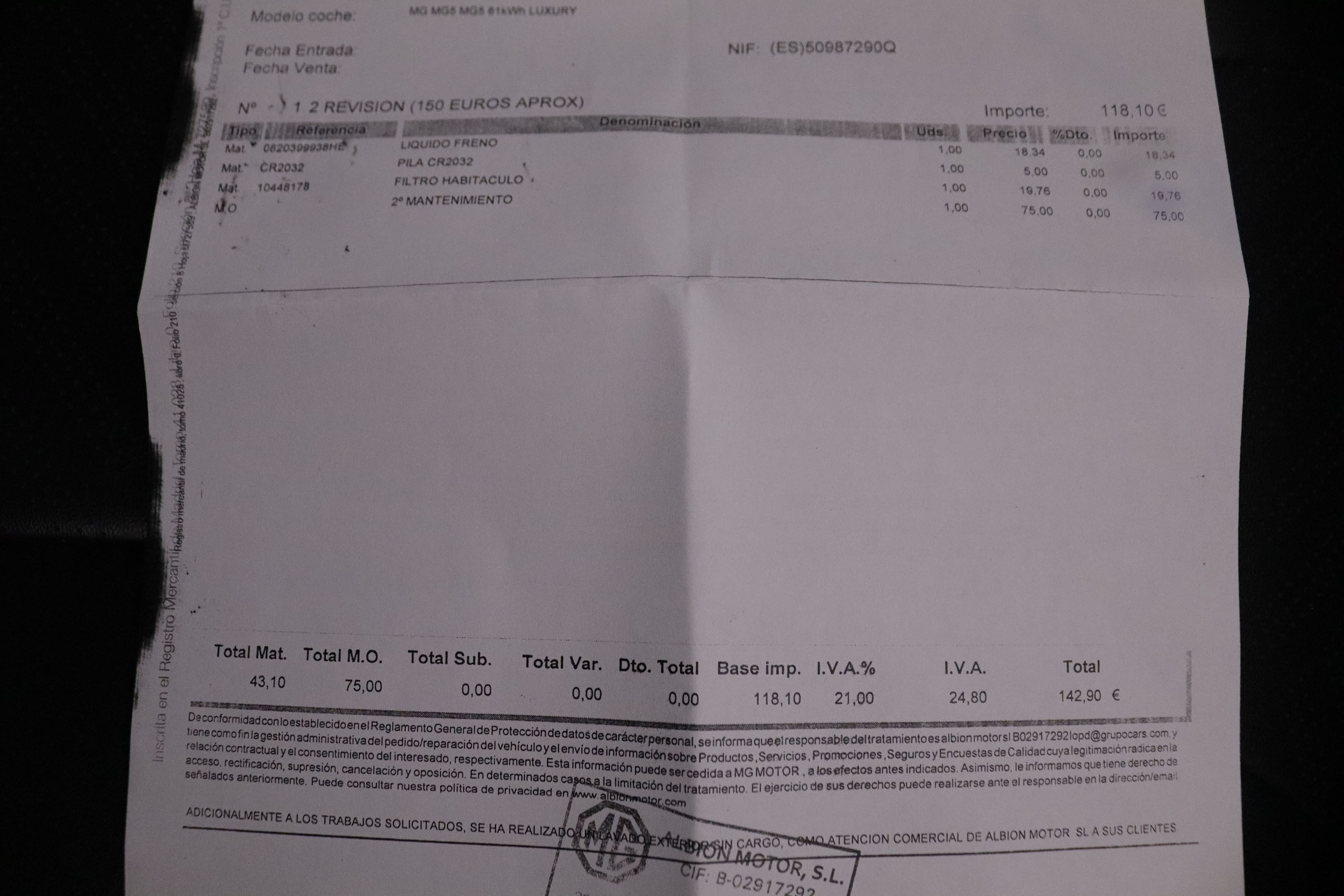 Mg MG5 ELECTRICO 61 KWH RANGE LUXURY AUTO 177CV 5P # CUERO, NAVY, PARKTRONIC foto 30